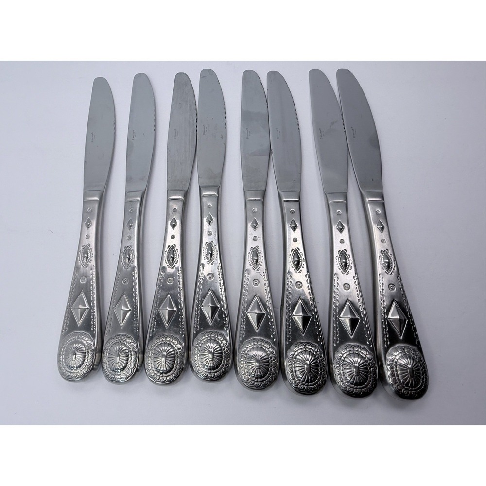Wallace TAOS 18/10 Stainless Steel Flatware Dinner Knives Lot of 8 Southwest